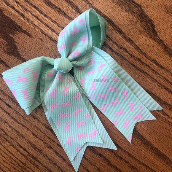 Hand Crafted Other - Mint Breast Cancer 4 1/2" Double Layer Cheer Bow